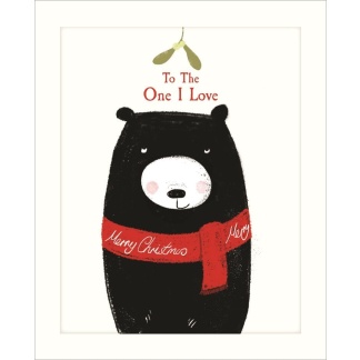 To the One I Love Christmas Card - Bear & Mistletoe