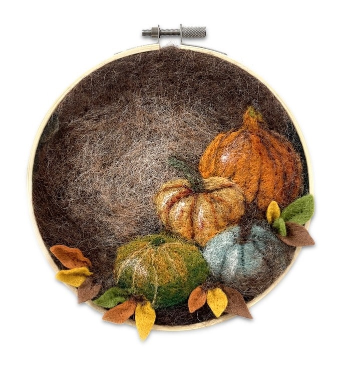 Pumpkin in A Hoop Needle Felt Craft Kit - Finished